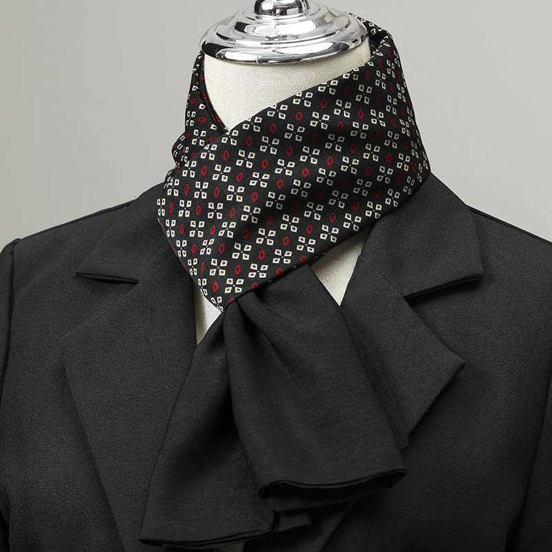 Ascot Neck Scarf - Herren-Schal, Halstuch aus Seidenimitat, kleiner quadratischer
