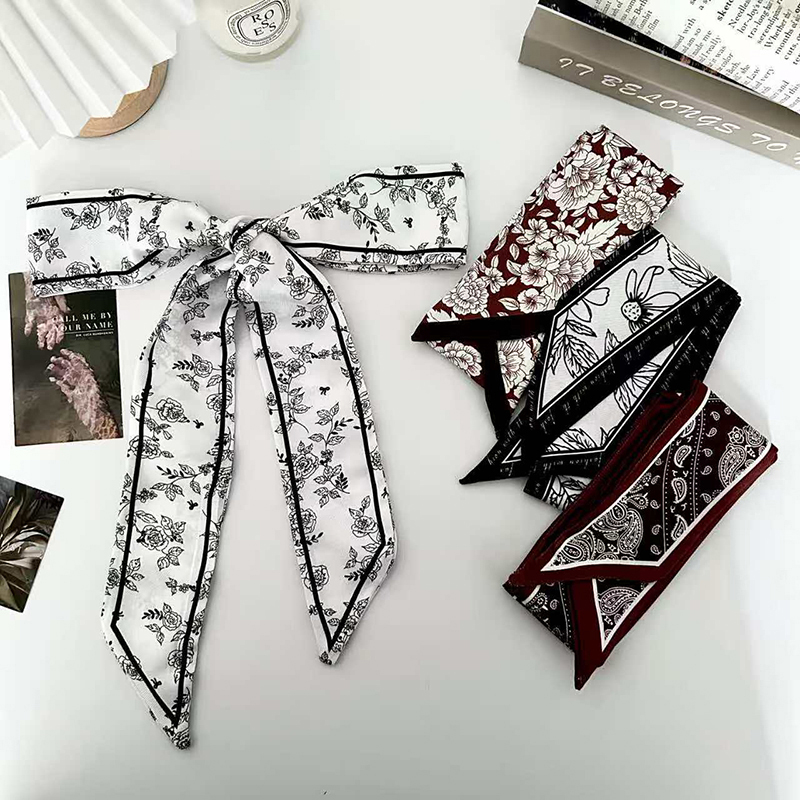 Ascot Neck Scarf - Luxuriöser Damen-Seidenschal, schmal, lang, als Haarband,